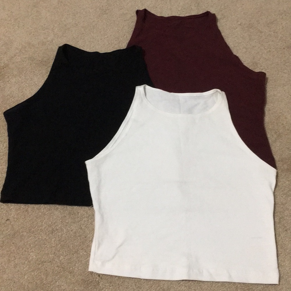 Pack of 3! American Apparel high neck crop tops